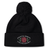 The Santa Rosa Youth Rugby Pom Pom Beanie by EMB Canterbury is a black knit rugby beanie with a pom-pom on top, featuring a rose graphic and “Santa Rosa Youth Rugby” embroidered on the front.
