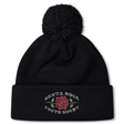 The Santa Rosa Youth Rugby Pom Pom Beanie by EMB Canterbury is a black knit rugby beanie with a pom-pom on top, featuring a rose graphic and “Santa Rosa Youth Rugby” embroidered on the front.