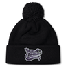 Stay warm and display your team pride with the Valley Panthers Girls Rugby Pom Pom Beanie by Canterbury. This black knit beanie from EMB Canterbury features a cozy pom-pom on top and showcases the bold purple and white “Valley Panthers Girls Rugby” logo on the front fold—perfect for any rugby enthusiast.