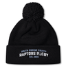 Stay warm and showcase your team spirit with the South Orange County Raptors Pom Pom Beanie by Canterbury. This cozy black knit beanie from EMB Canterbury features a classic pom-pom on top and white and blue embroidered text reading “South Orange County Raptors Rugby Est. 2005.”.