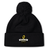 Stay warm in style with the Chicago Riot Pom Pom Beanie by EMB Canterbury, featuring a fleece lining and a gold and white "Chicago Riot Rugby Football Club" logo embroidered on the front. Perfect for sporty winter outfits.