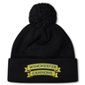 Show your team spirit with the Winchester Cannons Pom Pom Beanie by Canterbury—this black beanie from EMB Canterbury features a fluffy pom on top and an embroidered yellow and blue "WINCHESTER CANNONS" front banner.