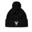 The Superior Rugby Club Pom Pom Beanie by EMB Canterbury is a black knit hat with a top pom-pom and an embroidered "Superior Rugby" wings logo on the folded cuff.
