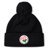 Stay warm and show your support with the Society of Iowa Rugby Referees Pom Pom Beanie by EMB Canterbury. This cozy black knit beanie features a fleece lining, a fun pom-pom on top, and a circular patch decorated with pink flowers and the text “Society of Iowa Rugby Referees.” Perfect for chilly days on the sidelines!.