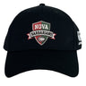 The NOVA Barbarians Flexfit Drill Cap by Canterbury features a football graphic logo on the front and white text on the side. Brand: EMB Canterbury.