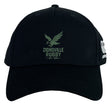 The Zionsville Rugby Club Flexfit Drill Cap by EMB Canterbury features "Zionsville Rugby Est. 2003" and an eagle logo on the front, CCC branding on the side, and delivers comfort and style in a classic curved brim design.