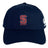The St. Ignatius Rugby Flexfit Drill Cap by EMB Canterbury features a navy blue curved brim, red and white embroidered "S" and "RUGBY" text on the front, and a white Canterbury logo on the side.