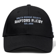 South Orange County Raptors Flexfit Drill Cap by Canterbury from EMB Canterbury, featuring “South Orange County Raptors Rugby Est. 2005” embroidered in white and gray on the front.
