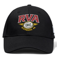 The RVA T.R.C. Flexfit Drill Cap by Canterbury from EMB Canterbury features a classic black design with an embroidered “RVA” logo in bold red letters, a rugby ball graphic, and “Richmond, VA” stitched beneath—an ideal choice for any fan seeking an authentic Canterbury cap style.