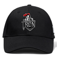 The Birmingham Iron Women's Football Flexfit Drill Cap by EMB Canterbury features the team's embroidered armored knight logo with sword and red plume on the front.