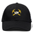 Black Mother Lode Flexfit Drill Cap by Canterbury featuring an embroidered logo of two crossed pickaxes with a rugby ball in the center and the text “MOTHER LODE RUGBY.”