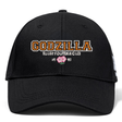 Introducing the Godzilla Rugby Football Club Flexfit Drill Cap by Canterbury from EMB Canterbury—a black cap showcasing “GODZILLA RUGBY FOOTBALL CLUB” embroidered in bold orange and white, accented by a pink flower and “1993” beneath the text on the front. Finished with a curved brim and a sleek CCC logo, this cap delivers an athletic edge to your look.