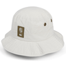 The British & Irish Lions 2025 Outback Wide Brim Bucket Hat by Canterbury is a white bucket hat featuring a stitched logo on one side, ventilation eyelets, and made from quick-dry ripstop fabric for enhanced durability.