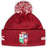 A British & Irish Lions 2025 Pom-Pom Beanie by Canterbury, featuring a red dahlia knit with a multicolored crest and the text "Since 1888.
