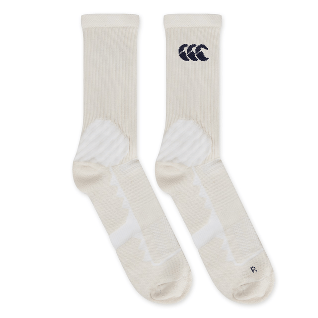 The British & Irish Lions 25 Crew Training Socks by Canterbury feature a white design with a black logo near the top, inspired by the spirit of the British & Irish Lions.