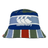 The Uglies Reversible Bucket Hat by Canterbury is adorned with stripes in blue, green, white, and red sections and a CCC logo. Made from lightweight materials, it offers both style and practicality.