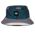 The Canterbury Uglies Red Reversible Bucket Hat features bold stripes, a contrasting brim, and a front black Canterbury logo patch—ideal for standout sportswear style.