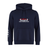 The USA Para Powerlifting Club Hoodie by WRS Canterbury features navy blue fabric, "USA Para Powerlifting" and a barbell graphic on the chest, a front pocket, and drawstring hood—blending classic Rugby Club style with modern versatility.