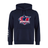 The Nebraska Rugby Referee Society Club Hoodie by Canterbury from WRS Canterbury features a navy blue design, referee graphic and logo on the front, plus three white stripes on the left sleeve—ideal for rugby club officials.