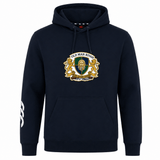 The Old Man Rivah Rugby Club Hoodie by WRS Canterbury is a navy hoodie with a lion crest and "Old Man Rivah" on the chest, plus a custom white design on the right sleeve.