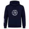 The Saint Anselm College Club Rugby Club Hoodie by WRS Canterbury is a navy blue hoodie with a front pocket, "Saint Anselm Men's Club Rugby" chest logo, and white right sleeve graphic—ideal custom apparel for club supporters.