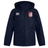 Stay dry in the Montgomery Bucks Griffins Club Vaposhield Full Zip Rain Jacket by EMB Canterbury, featuring water resistance, a left chest Canterbury logo, and a red shield with white lion on the right.