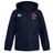Here is the revised sentence using your product data: The EMB Canterbury SF CDME Rugby Club Vaposhield Full Zip Rain Jacket in navy blue features the “Canterbury” logo on the right chest and a red and white “Cowie Rugby” crest on the left chest. This rain jacket is crafted with VapoShield technology by Canterbury, providing excellent water-resistant protection in wet conditions.