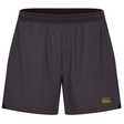 The Everest Woven Shorts by Canterbury are black rugby shorts featuring an elastic waistband and a gold Canterbury logo on the lower left leg.