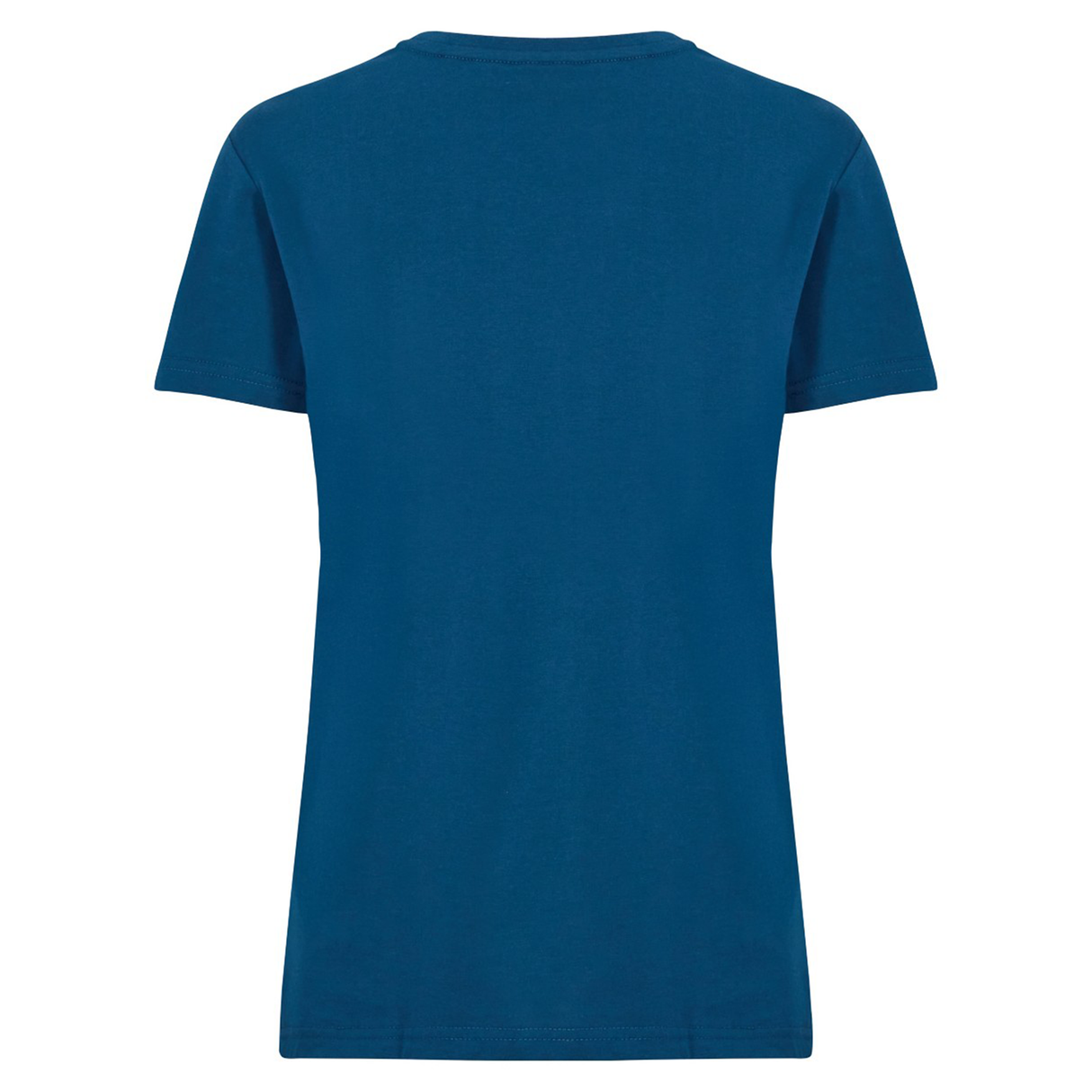 Back view of the Women's Uglies Logo T-Shirt by Canterbury, a plain blue short-sleeved rugby shirt—ideal for fans of women's rugby apparel.
