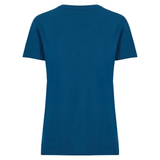Back view of the Women's Uglies Logo T-Shirt by Canterbury, a plain blue short-sleeved rugby shirt—ideal for fans of women's rugby apparel.