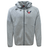 A grey University of Southern Indiana Tempo Vapodri Full-Zip Hoodie by Canterbury with a hood, featuring moisture-wicking fabric, a logo with "USI" and a winged design on the left chest, and EMB Canterbury branding on the right chest.
