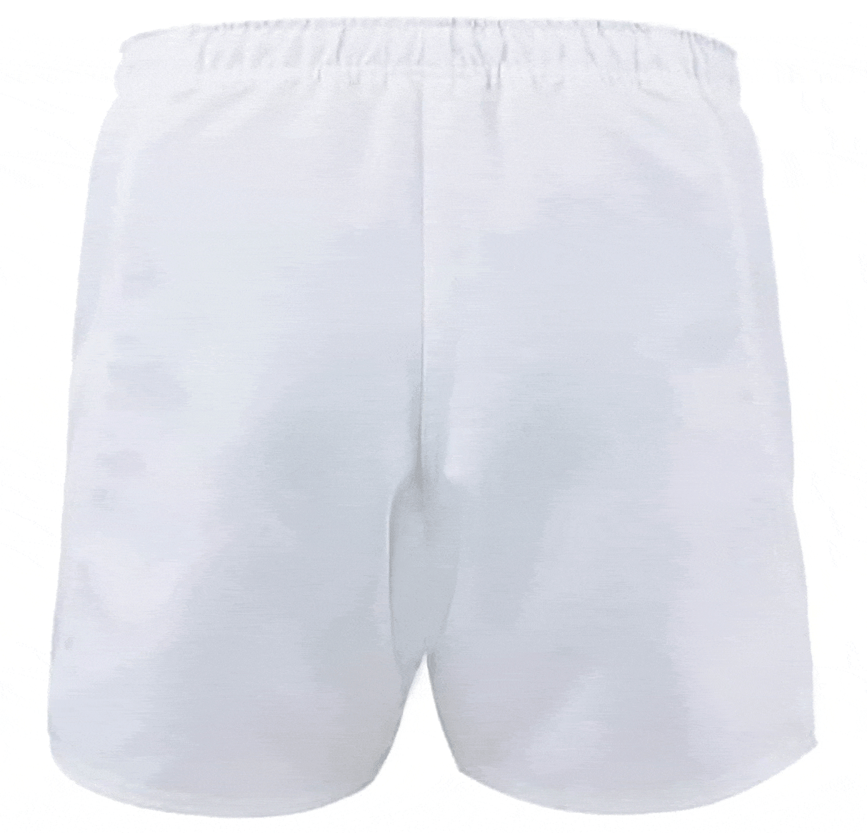 The Cornell University Rugby Advantage Short by Canterbury is showcased in a looped animation, rotating to reveal the front, sides, and back view against a plain background. Inspired by Cornell University Rugby Shorts and crafted by EMB Canterbury, these shorts feature moisture-wicking fabric to keep you comfortable during intense activity.