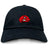 The Angry Newts Adult Low-Profile Cotton Twill Dad Cap by EMB S&S Activewear is a black cotton dad cap featuring an embroidered red cartoon dinosaur head with an aggressive look on the front.