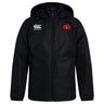 The Angry Newts Club Vaposhield Stadium Jacket by EMB Canterbury features a zip front, white Canterbury logo on the right chest, red cartoon dragon logo on the left chest, and water-repellent fabric to keep you dry.