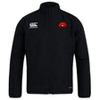 The Angry Newts Club Track Jacket by EMB Canterbury is a black lightweight jacket with a red angry face logo on the left chest and the white Canterbury logo on the right chest, ideal for everyday wear.