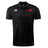 The Angry Newts Club Dry Polo by EMB Canterbury is a black, short-sleeved polo with Vapodri Technology, a white Canterbury logo on the right chest, and a red cartoon face emblem on the left for breathable style.