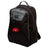 The EMB Canterbury Angry Newts Medium Backpack features gray accents, zippered compartments, water repellent finish, mesh side pocket, padded laptop pocket, and a bold red angry dinosaur logo on the front.