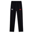 The Angry Newts Stretch Tapered Pant by EMB Canterbury for men features an elastic waistband, white Canterbury logo on the left thigh, red snake mascot on the right thigh, and offers quick-dry comfort for active days.