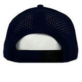 Rear view of a black Racing 92 Classic 99 Cap by Nike featuring a perforated design, sweat-wicking fabric, and an adjustable strap closure.