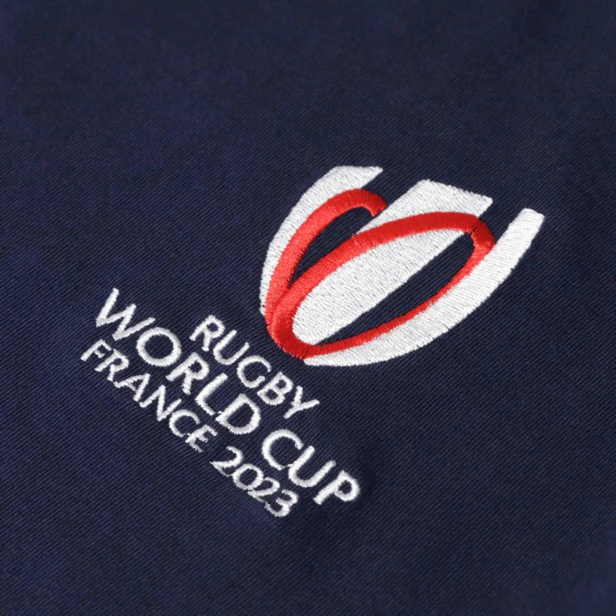 Detail of RWC France 2023 on the navy England t-shirt.