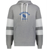 The WRS Augusta Nations of Rugby Romania Jackson Way Hoodie is grey with white drawstrings, white sleeve stripes, and "ROMANIA RUGBY" plus a blue leaf emblem on the chest.