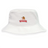 The Raleigh Venom Crusher Bucket Cap by EMB S&S Activewear is a white cotton twill hat featuring the Raleigh Rugby Venom logo with a rugby ball and stylized text on the front for stylish sun protection.