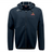 The Raleigh Venom Tempo Vapodri, a full-zip navy blue hoodie by EMB Canterbury, features moisture-wicking fabric with embroidered logos on the chest and shoulder.