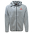 The Raleigh Venom Tempo Vapodri Full-Zip Hoodie by EMB Canterbury is a grey zip-up with hood strings and Canterbury branding, featuring black logos on the chest. Its moisture-wicking fabric ensures comfort, while a bold red basketball design adorns the right side.