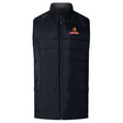 The Raleigh Venom Elite Microlite Gilet by Canterbury features black quilted insulation with a front zipper. "Venom" and a flame logo are embroidered in red on the chest, blending style and warmth with thermoreg bonded fleece. Brand: EMB Canterbury.