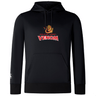 This lightweight black hoodie by WRS Canterbury showcases the "Raleigh Venom Club" logo with a cowboy hat graphic, features a front kangaroo pocket, and displays the Canterbury logo on the left sleeve.
