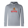 The Raleigh Venom Club Lightweight Hoodie by WRS Canterbury is gray with a "Raleigh Rugby Venom" logo of a stylized snake and rugby ball on the chest. This polyester hoodie includes a kangaroo pocket for storage.