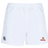 The Raleigh Venom Professional Rugby Shorts by EMB Canterbury are white polyester, featuring an elastic waistband, the Canterbury logo on the left, and the Venom logo on the right.
