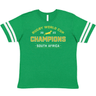 A green South Africa RWC 23 Champions Football Tee celebrating South Africa's rugby victory as WRS LAT.