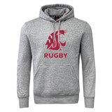 Show your team spirit with the Washington State University Club Hoodie by WRS Canterbury, featuring a bold red cougar logo above "RUGBY" in striking red and a handy front pocket for true club branding.